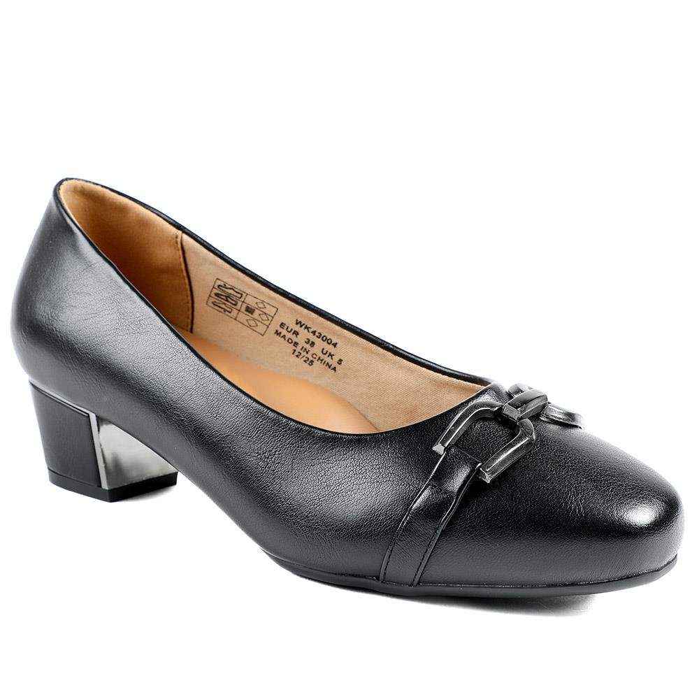 Wide Fit Block Heel Court Shoes - WK43004 / 328 968 - Black