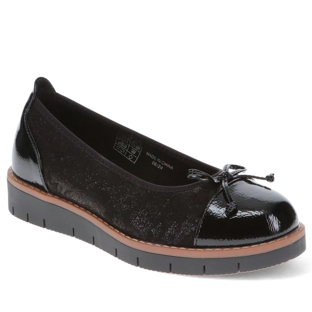 Wide Fit Bow-Detailed Pumps - WBINS40245 / 326 526 - Black-Black Patent