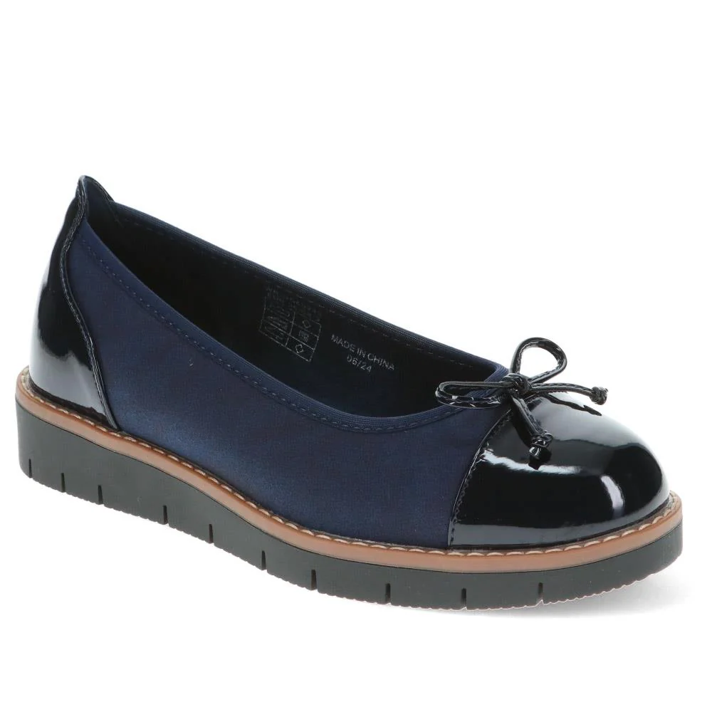 Wide Fit Bow-Detailed Pumps - WBINS40245 / 326 526 - Navy-Navy Patent