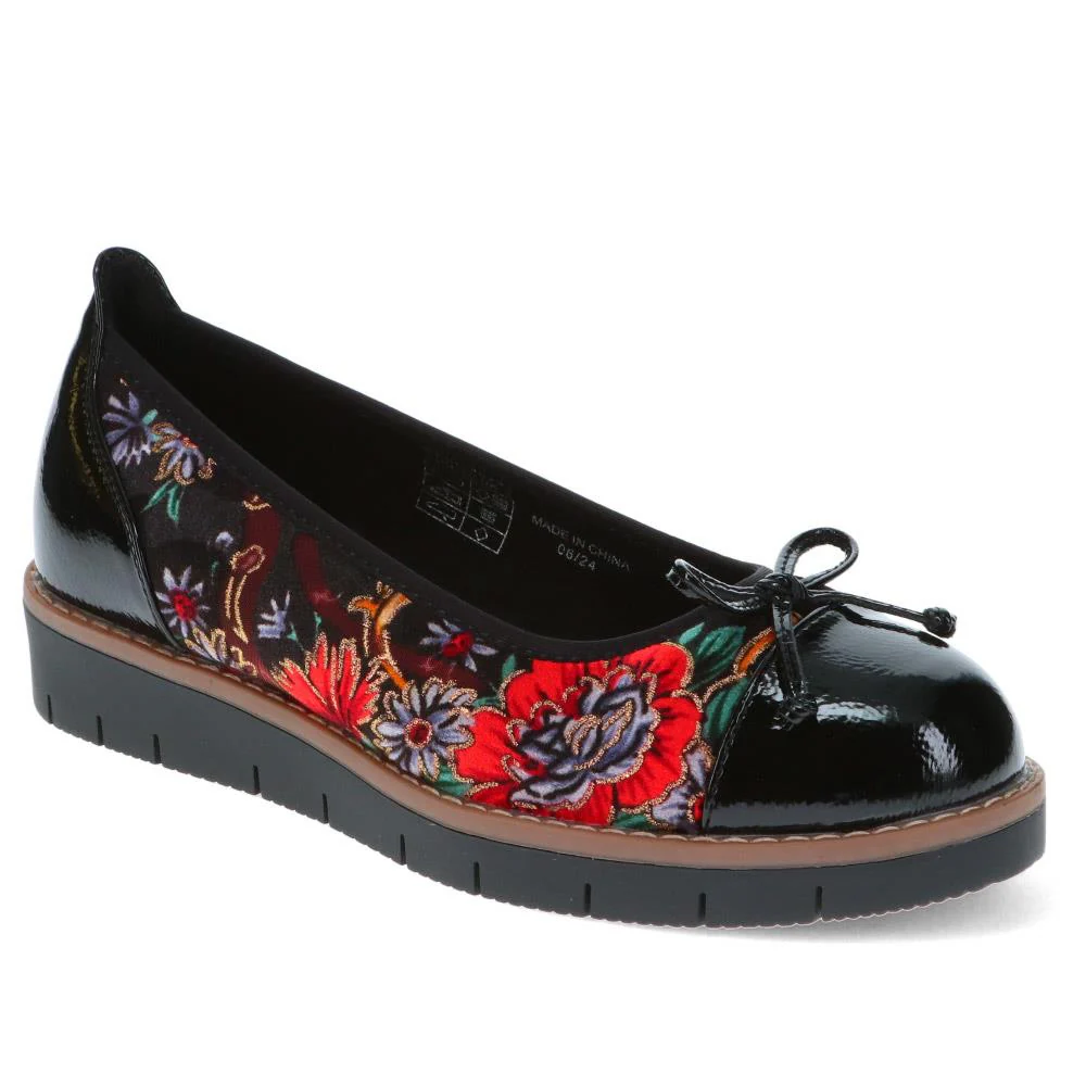 Wide Fit Bow-Detailed Pumps - WBINS40245 / 326 526 - Black Floral