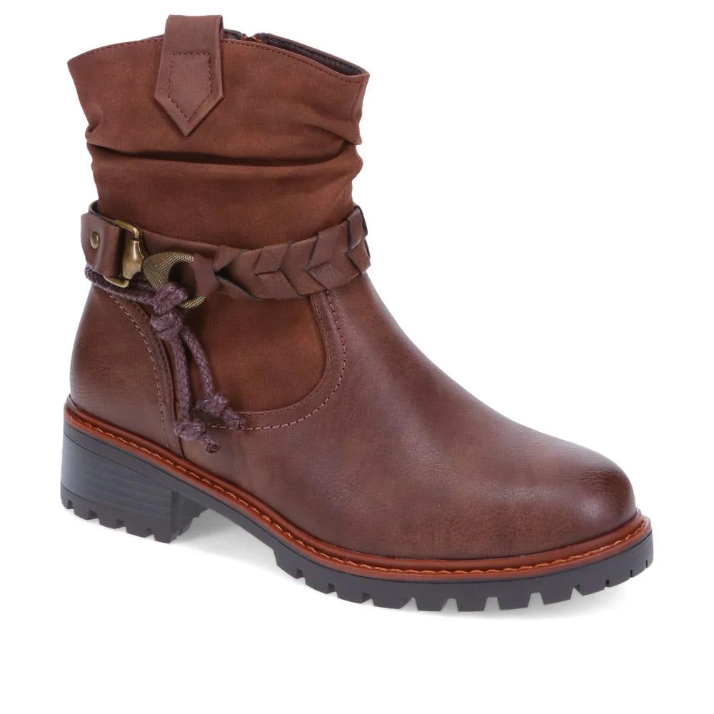 Wide Fit Buckle Ankle Boots - PINYI40015 / 326 201 - Brown