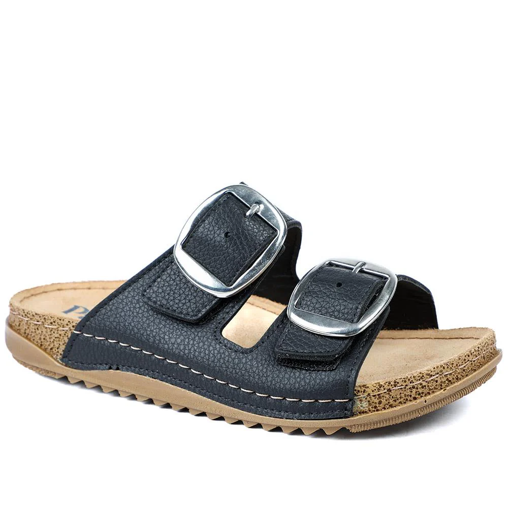 Wide Fit Buckle Detail Comfort Sandals - SERAY43001 / 329 113 - Black