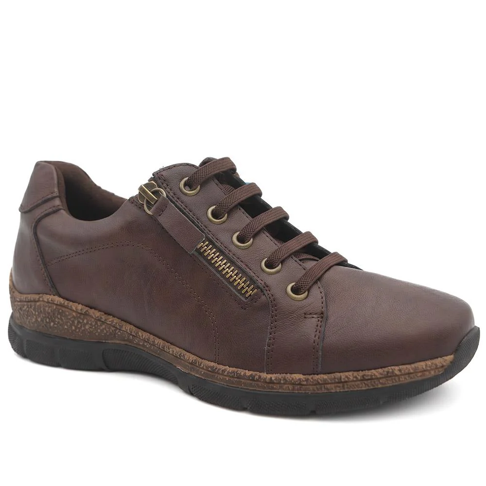 Wide Fit Casual Bungee Lace Shoes - WOIL41042 / 326 927 - Chocolate