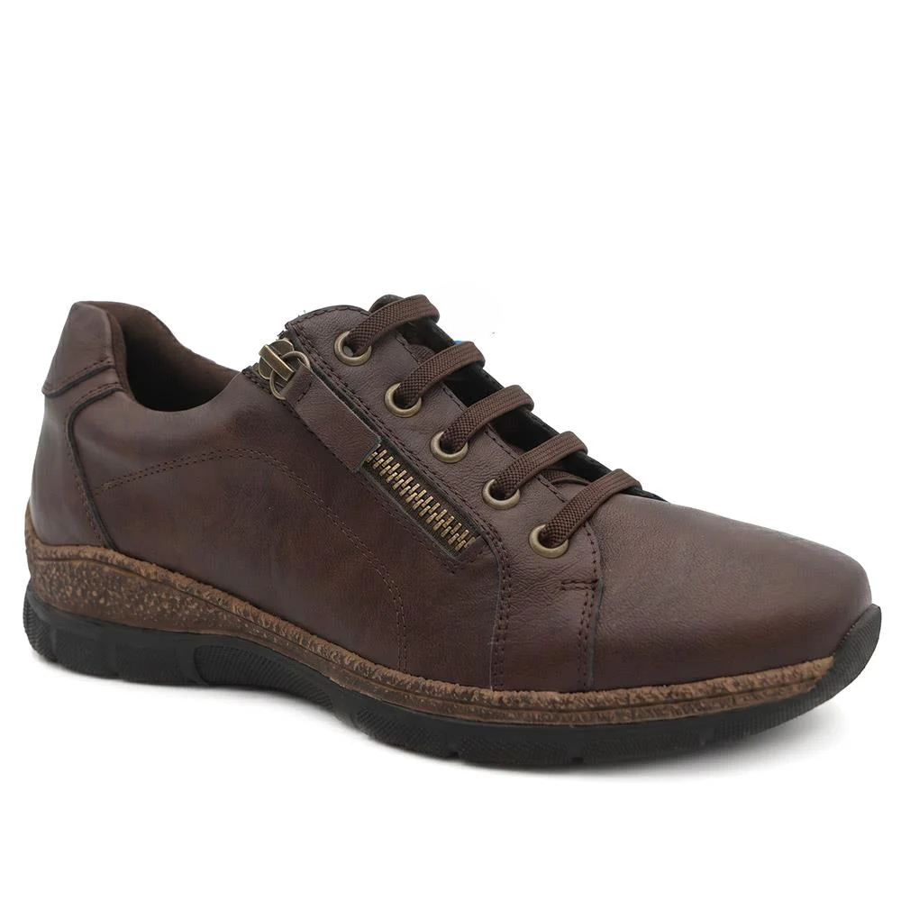 Wide Fit Casual Bungee Lace Shoes - WOIL41042 / 326 927 - Chocolate - Image 3