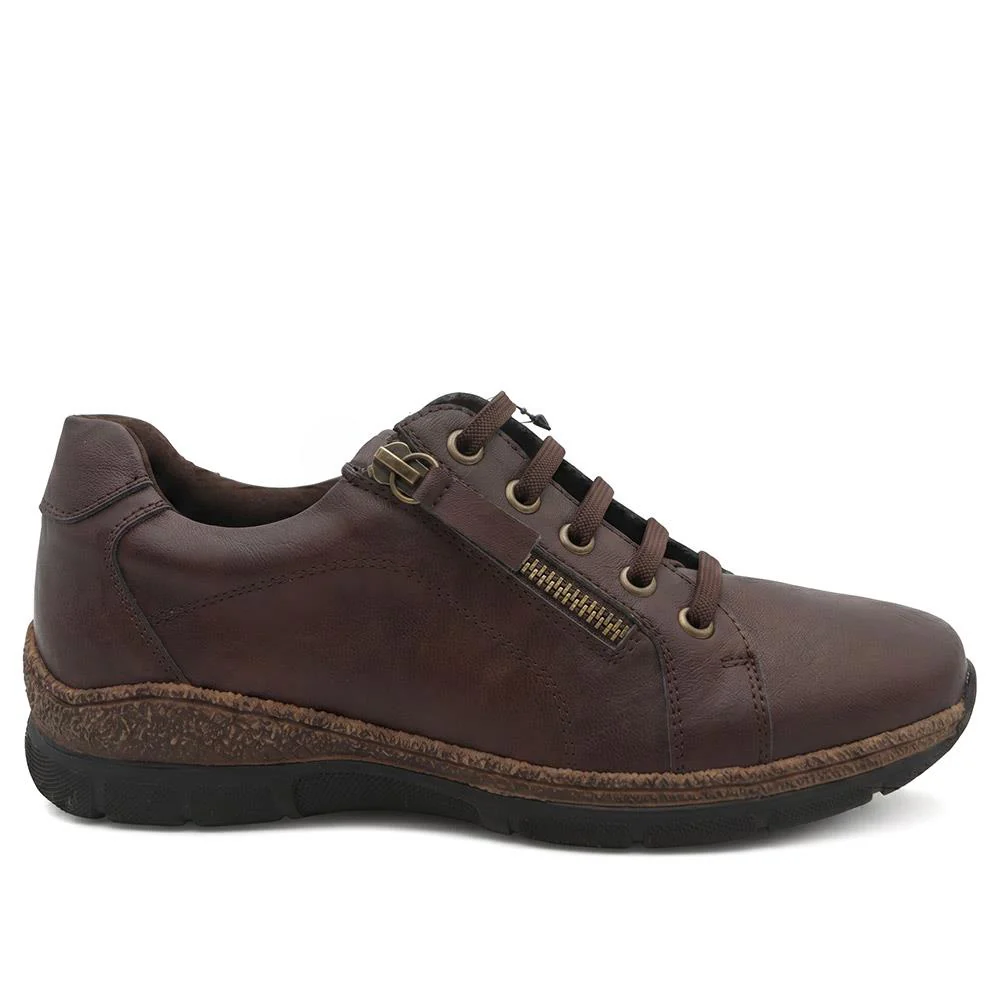 Wide Fit Casual Bungee Lace Shoes - WOIL41042 / 326 927 - Chocolate - Image 4