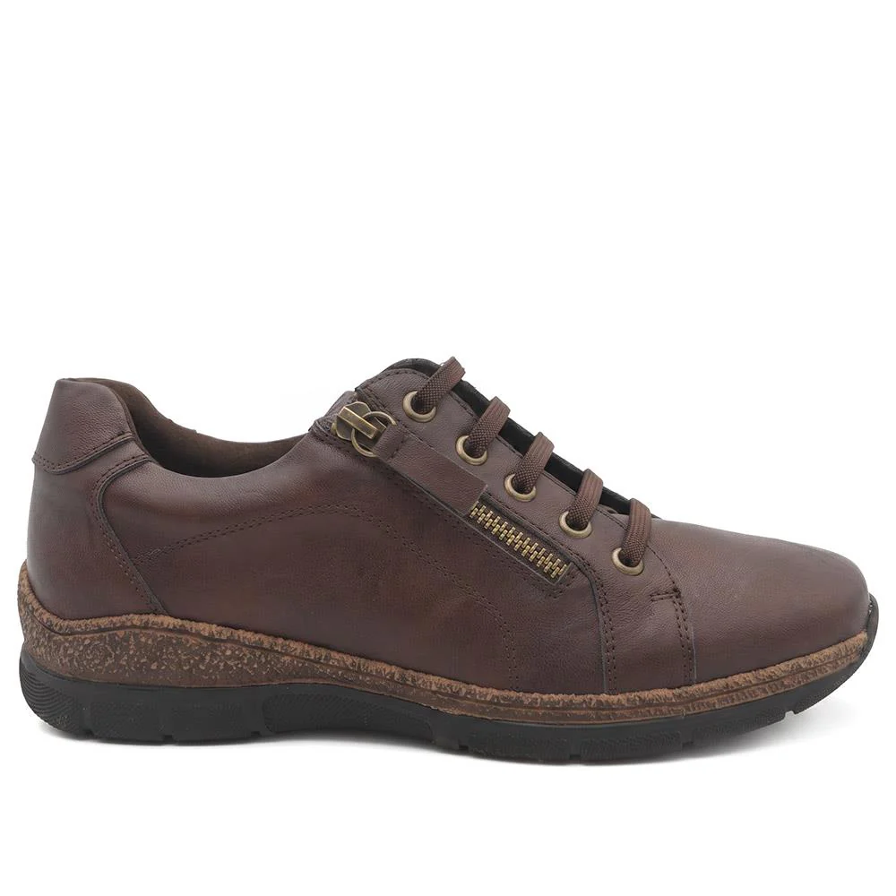 Wide Fit Casual Bungee Lace Shoes - WOIL41042 / 326 927 - Chocolate - Image 5
