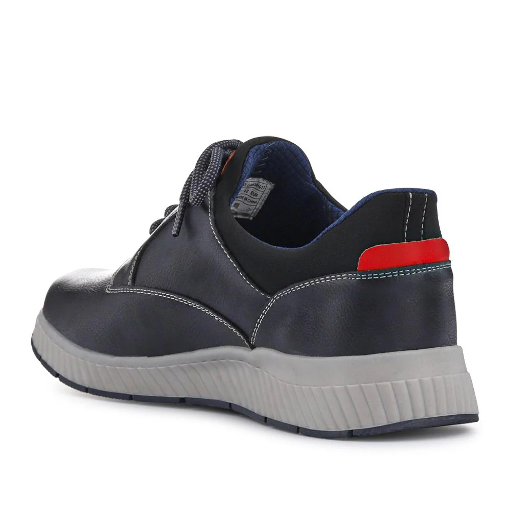 Wide Fit Casual Laced Slip-On Shoes - GANG41017 / 327 576 - Navy - Image 3