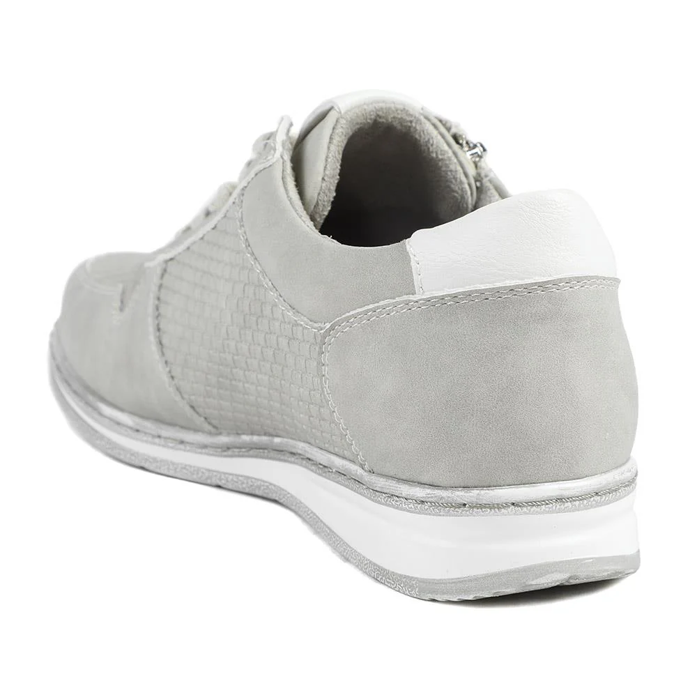 Wide Fit Casual Zip & Lace Trainers - WBINS43088 / 329 285 - Grey - Image 4