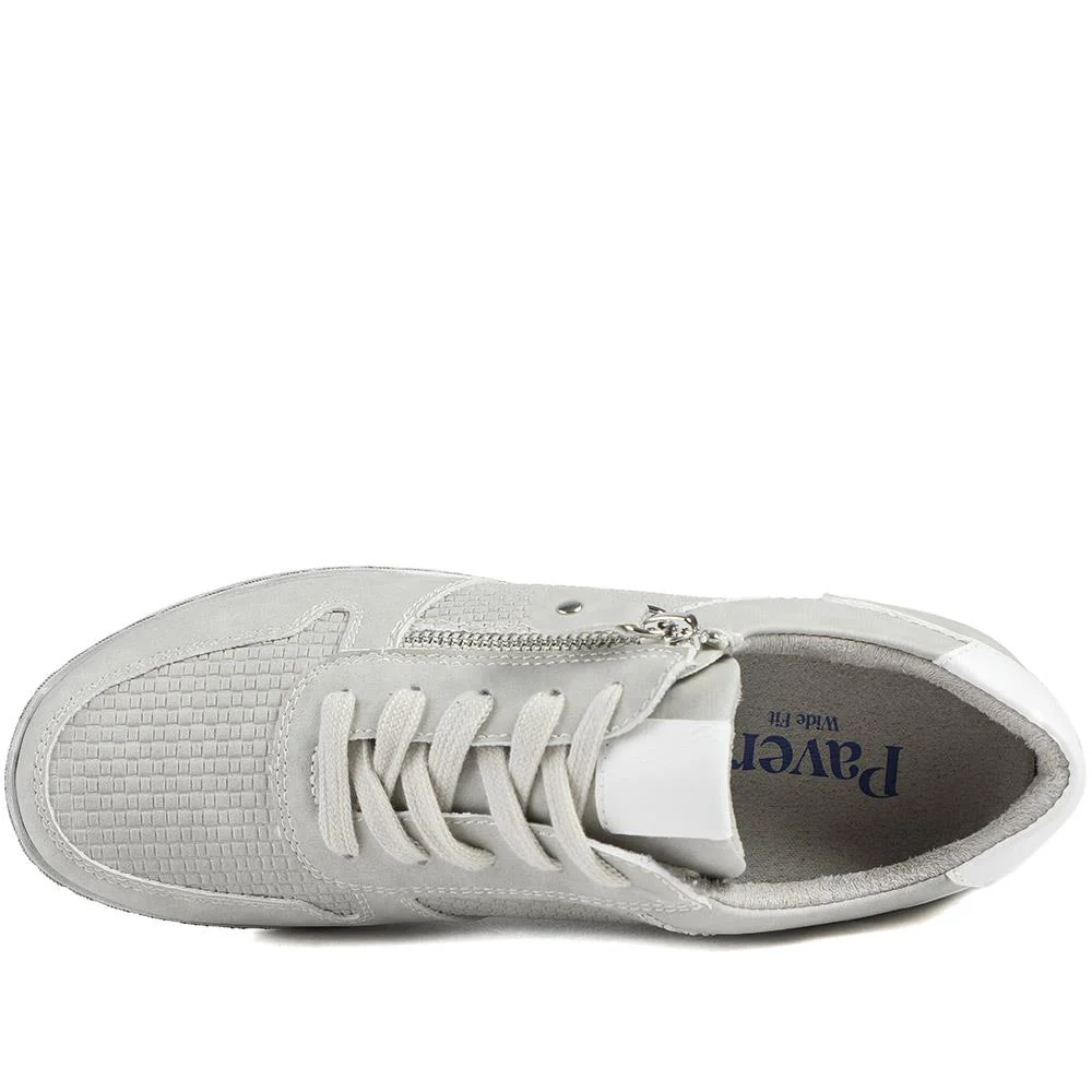 Wide Fit Casual Zip & Lace Trainers - WBINS43088 / 329 285 - Grey - Image 5