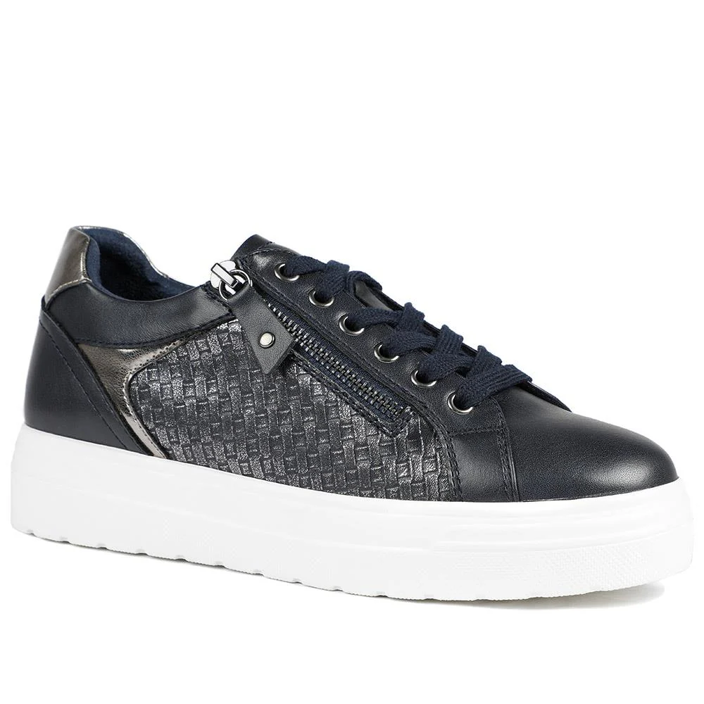 Wide Fit Chunky Lace-Up Trainers - WBINS41001 / 326 810 - Navy