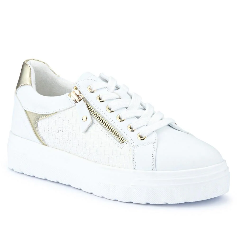 Wide Fit Chunky Lace-Up Trainers - WBINS41001 / 326 810 - White