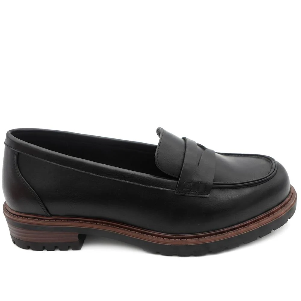 Wide Fit Chunky Sole Penny Loafers - WOIL44017 / 329 718 - Black - Image 2