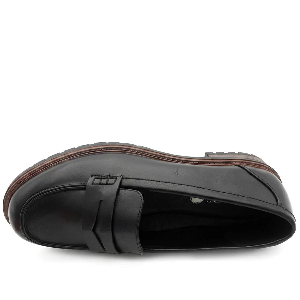 Wide Fit Chunky Sole Penny Loafers - WOIL44017 / 329 718 - Black - Image 4