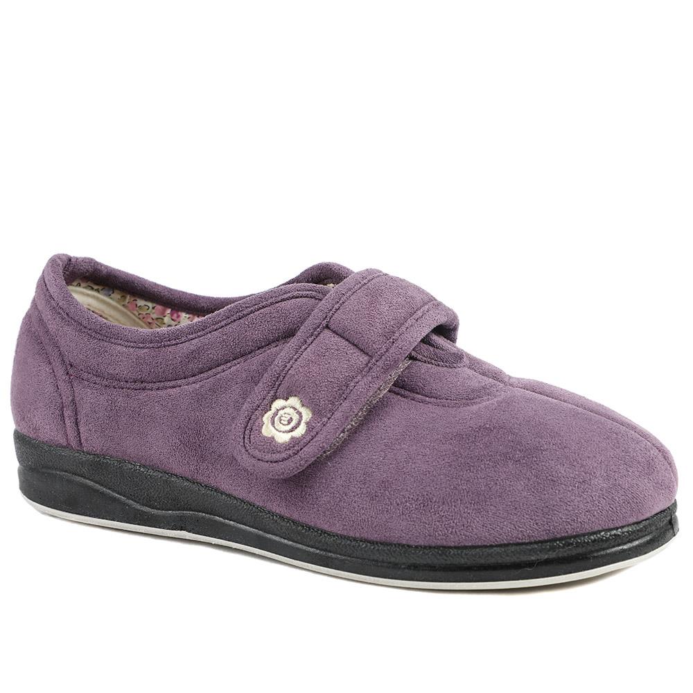 Wide Fit Cosy Adjustable Fasten Slippers - QING43001 / 329 336 - Lilac
