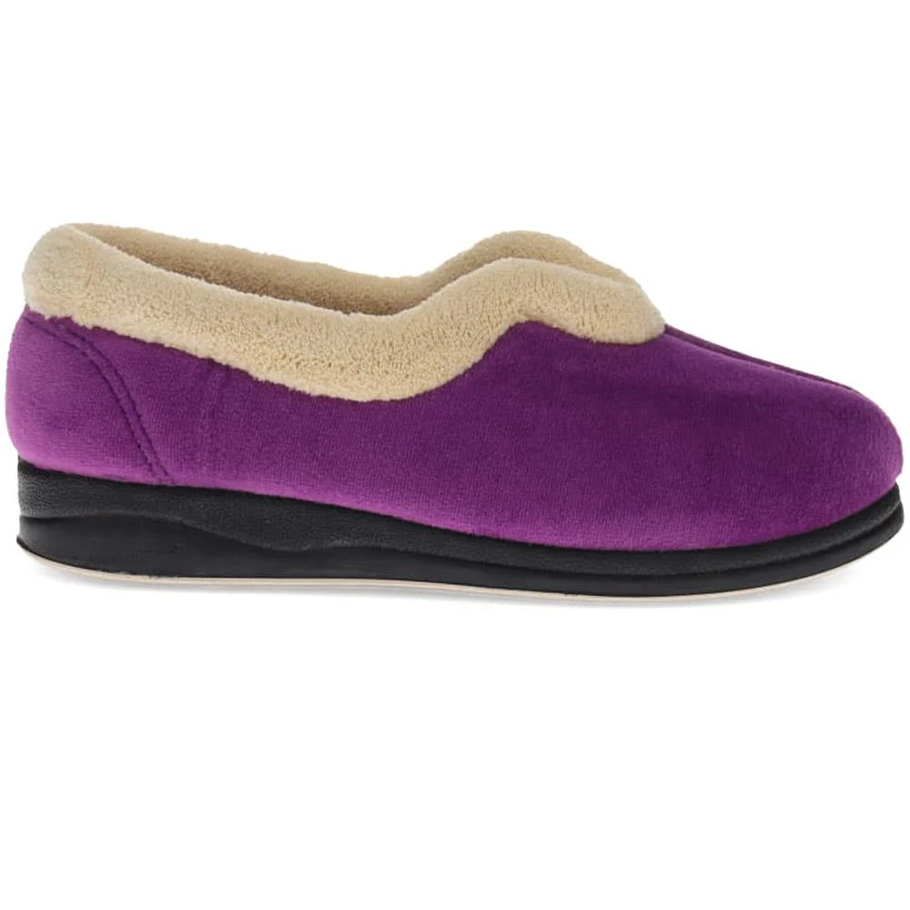 Wide Fit Cosy Antibacterial Full Slippers - QING32013 / 319 075 - Purple - Image 2