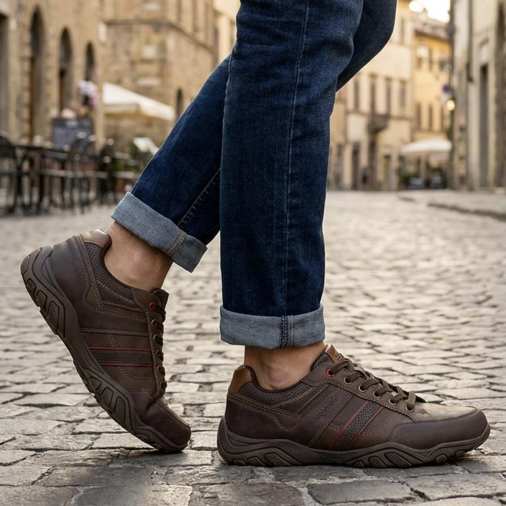 Wide Fit Cushioned Rugged Lace Up Shoes - VSHI43007 / 329 039 - Brown - Image 2