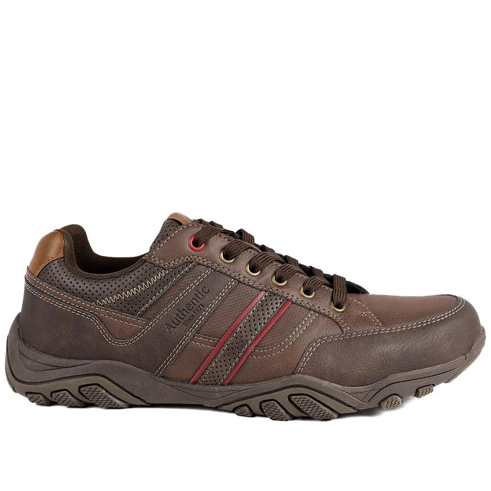 Wide Fit Cushioned Rugged Lace Up Shoes - VSHI43007 / 329 039 - Brown - Image 3