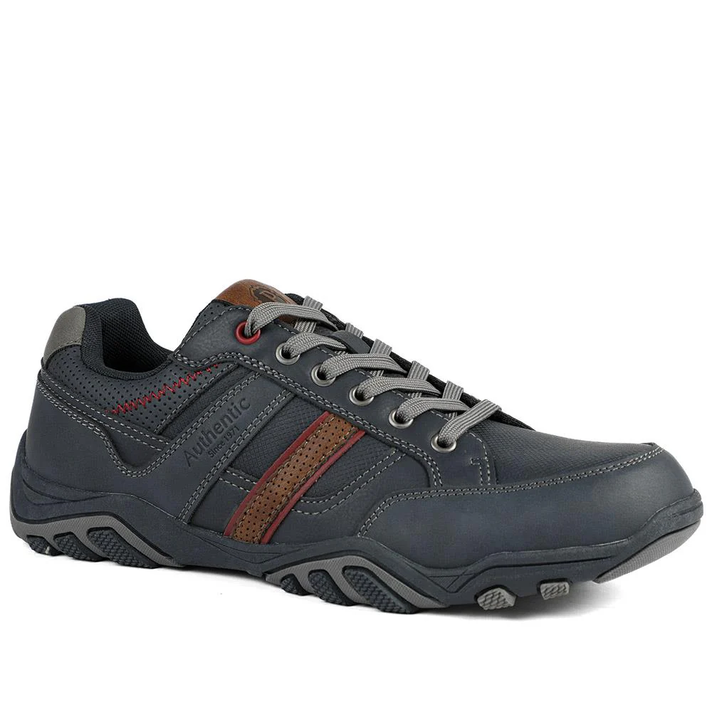 Wide Fit Cushioned Rugged Lace Up Shoes - VSHI43007 / 329 039 - Navy