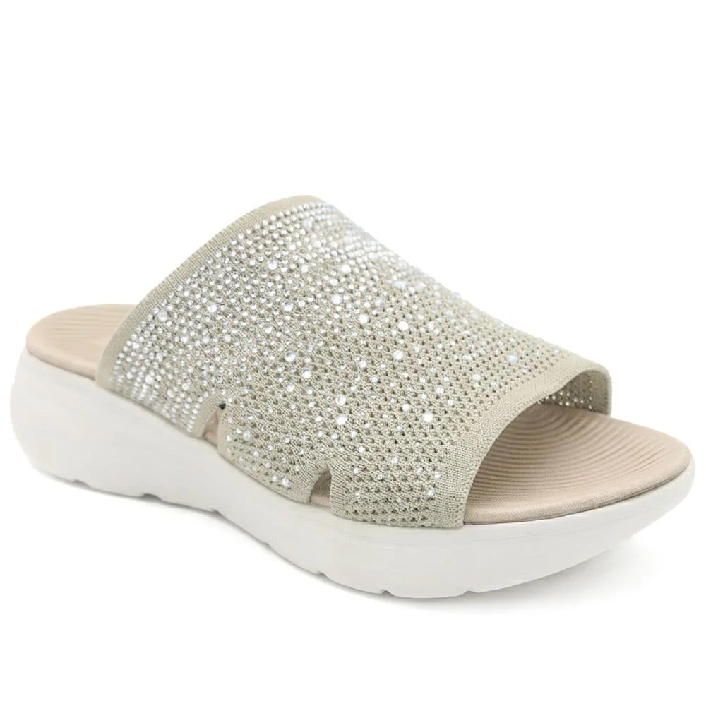 Wide Fit Diamante Cushioning Mule Sandals - BRK43024 / 329 365