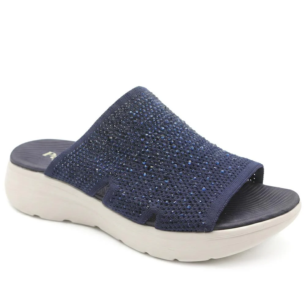Wide Fit Diamante Cushioning Mule Sandals - BRK43024 / 329 365 - Image 2