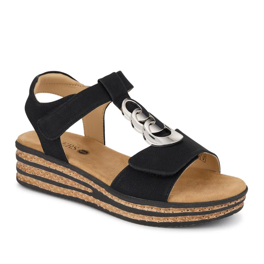 Wide-Fit Dual-Touch-Fasten Sandals - WBINS41110 / 327 618 - Black