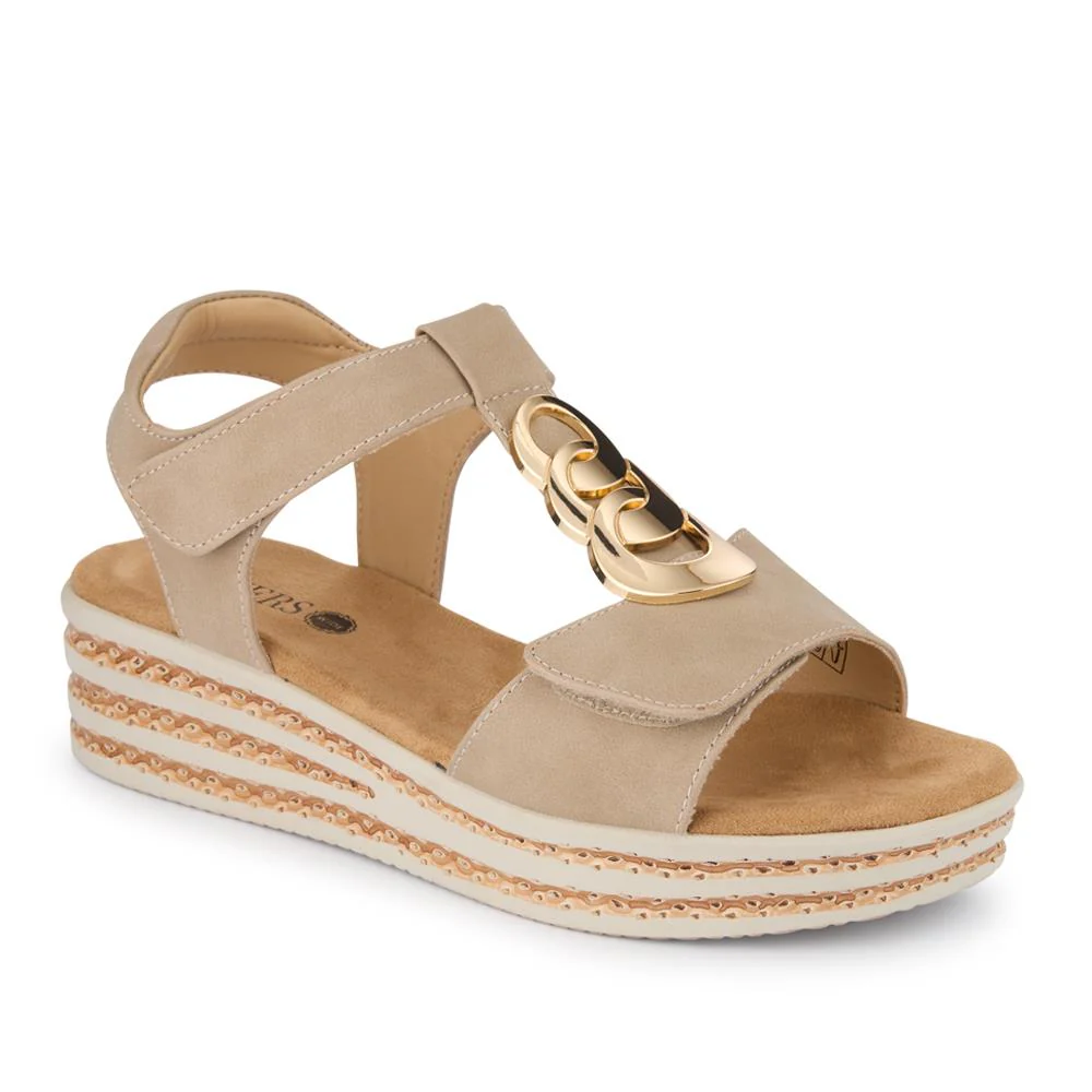 Wide-Fit Dual-Touch-Fasten Sandals - WBINS41110 / 327 618 - Beige