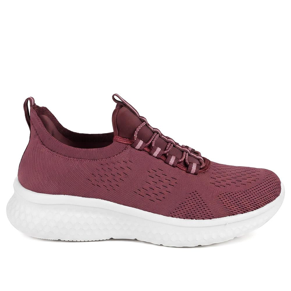 Wide Fit Easy Step In Bungee Lace Trainers - BRK42002 / 328 108 - Burgundy - Image 3