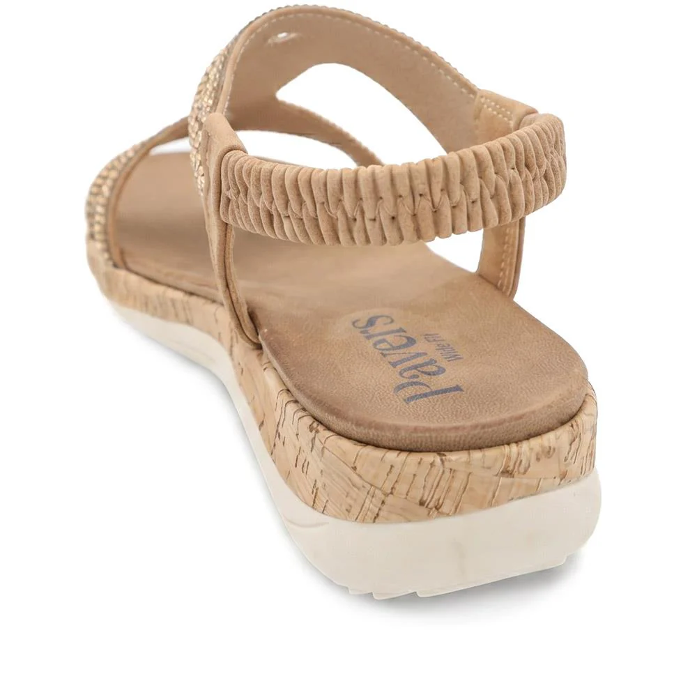Wide Fit Elasticated Sandals - BAIZH43067 / 329 611 - Tan - Image 3