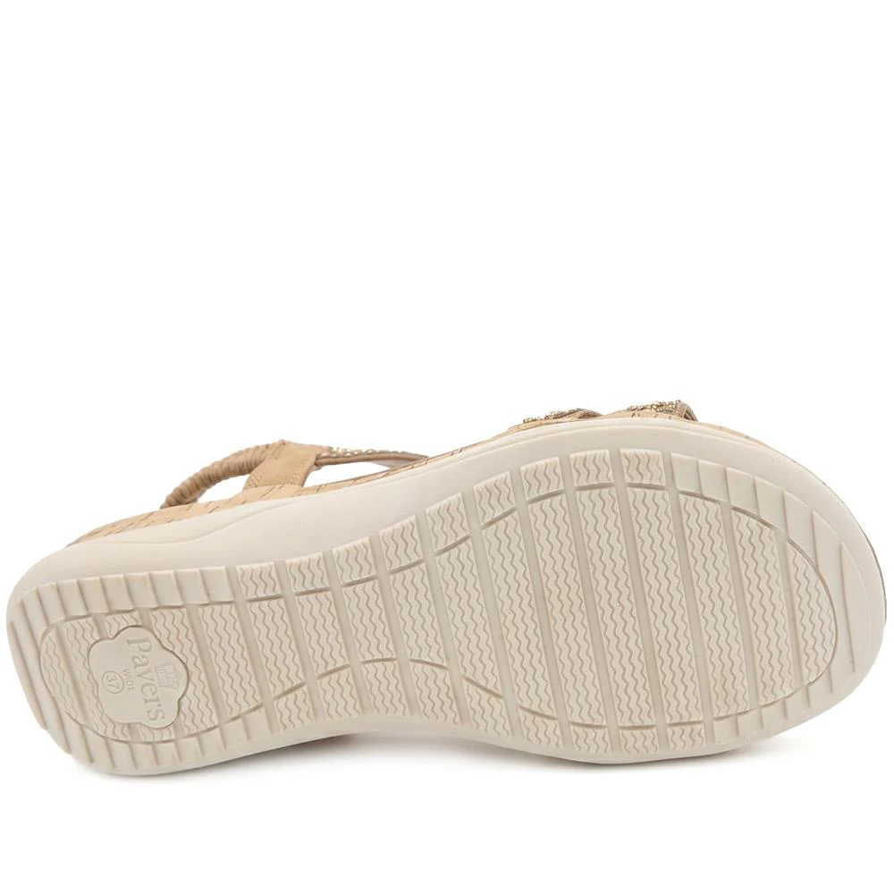 Wide Fit Elasticated Sandals - BAIZH43067 / 329 611 - Tan - Image 5
