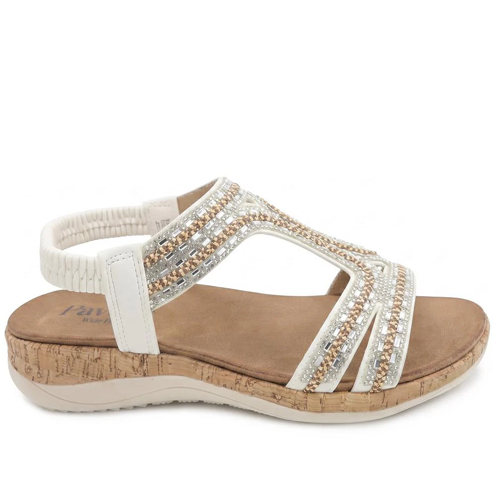 Wide Fit Elasticated Sandals - BAIZH43067 / 329 611 - White - Image 2