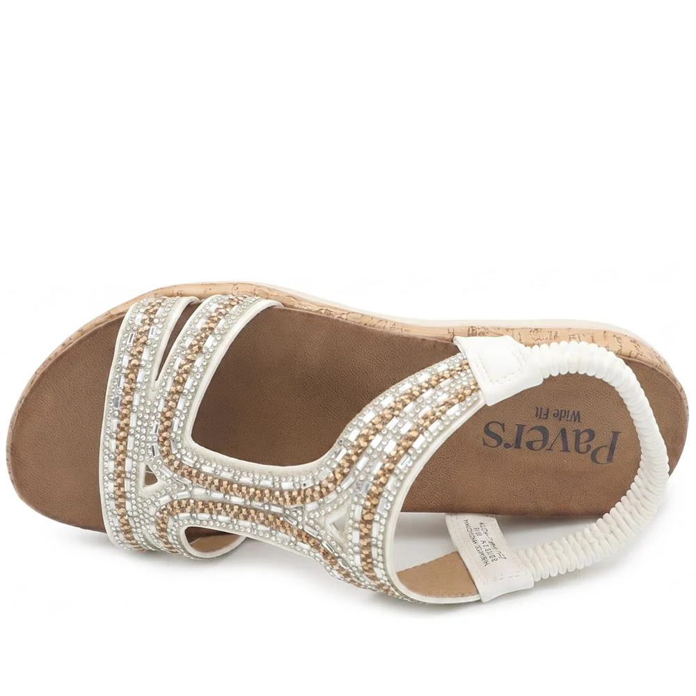 Wide Fit Elasticated Sandals - BAIZH43067 / 329 611 - White - Image 4