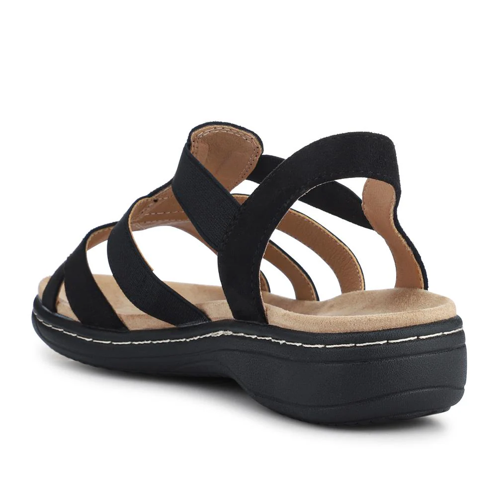 Wide Fit Elasticated Sandals - SANYI41008 / 327 449 - Black - Image 3