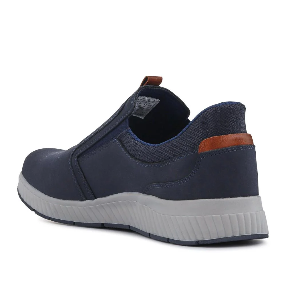 Wide Fit Elasticated Slip-On Shoes - GANG41015 / 327 551 - Navy - Image 3