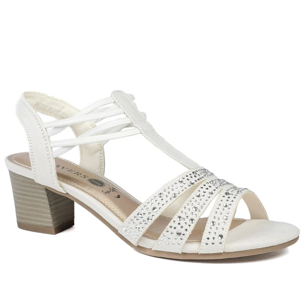 Wide Fit Embellished Strappy Sandals - PLAN43004 / 328 897 - Beige
