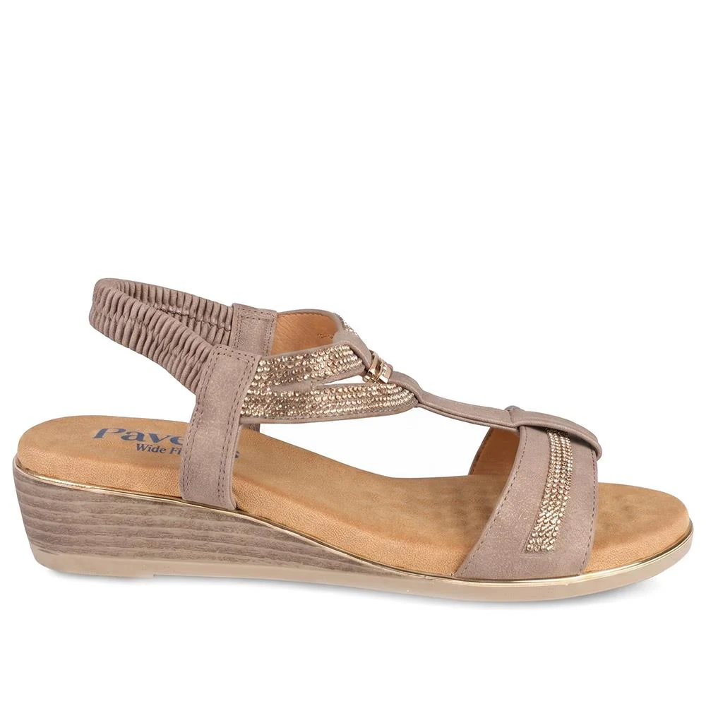 Wide Fit Embellished Stretch Fit Sandals - BAIZH43066 / 329 610 - Brown - Image 3