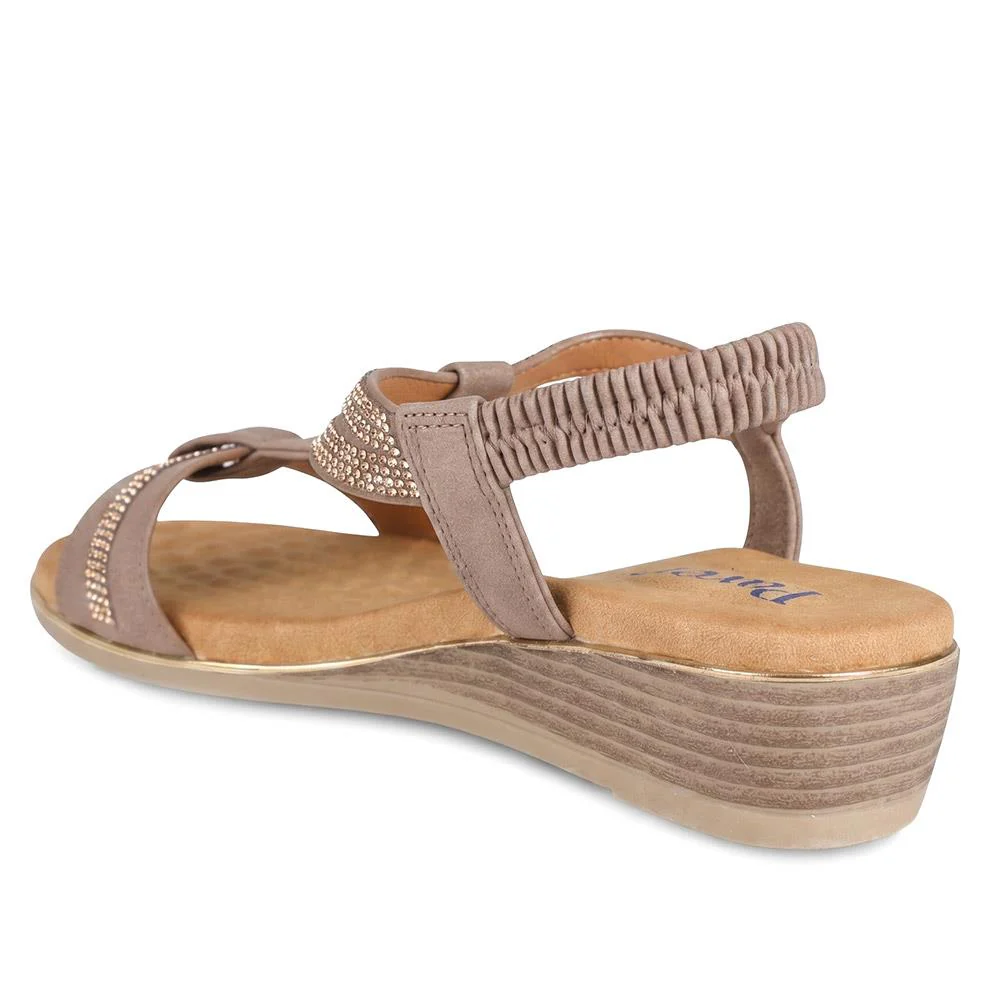 Wide Fit Embellished Stretch Fit Sandals - BAIZH43066 / 329 610 - Brown - Image 4