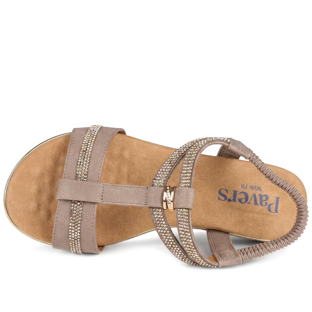 Wide Fit Embellished Stretch Fit Sandals - BAIZH43066 / 329 610 - Brown - Image 5
