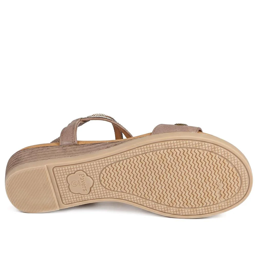 Wide Fit Embellished Stretch Fit Sandals - BAIZH43066 / 329 610 - Brown - Image 6