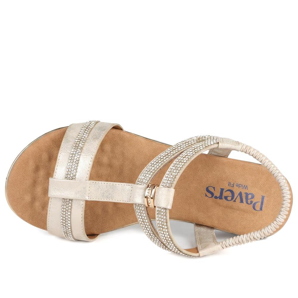 Wide Fit Embellished Stretch Fit Sandals - BAIZH43066 / 329 610 - Gold - Image 5
