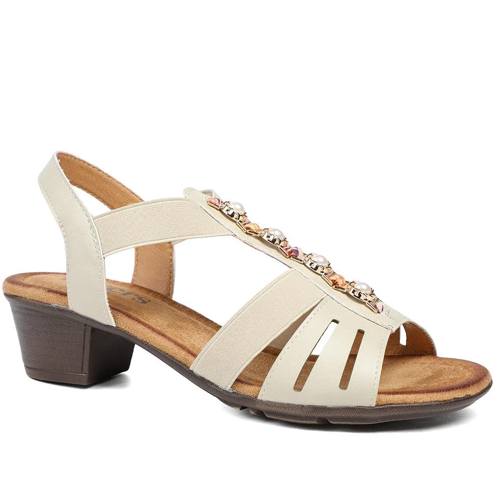 Wide Fit Jewelled Cuban Heel Sandals - WOIL43024 / 329 143