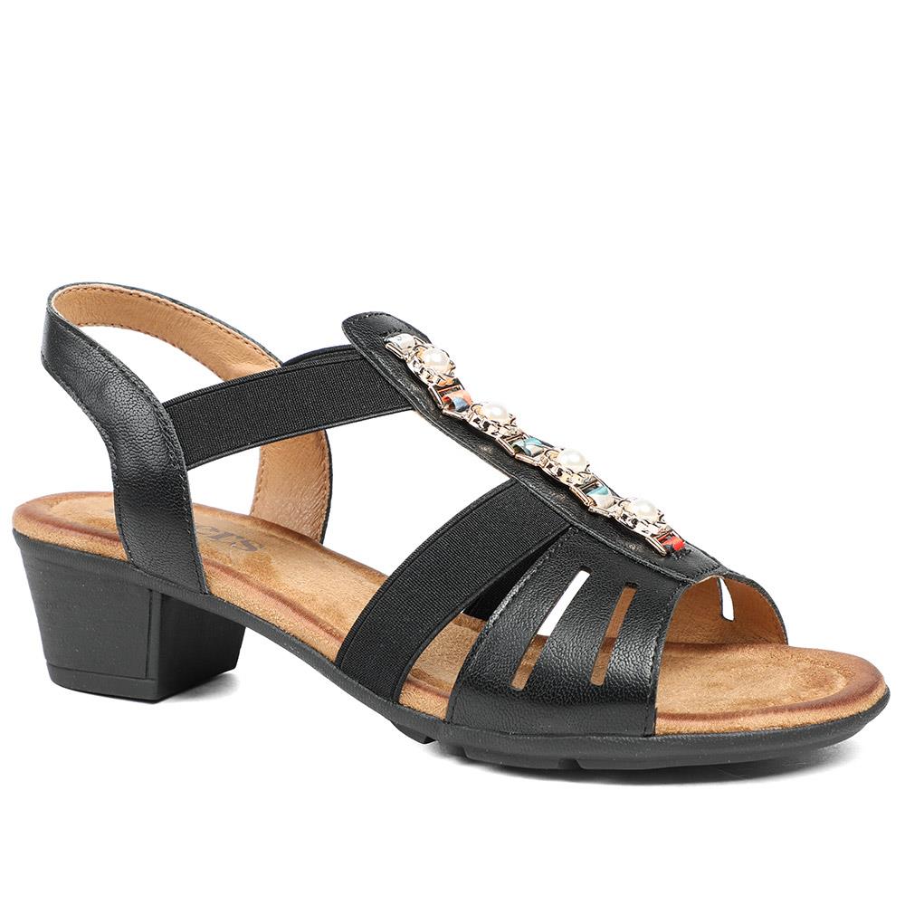 Wide Fit Jewelled Cuban Heel Sandals - WOIL43024 / 329 143 - Image 2