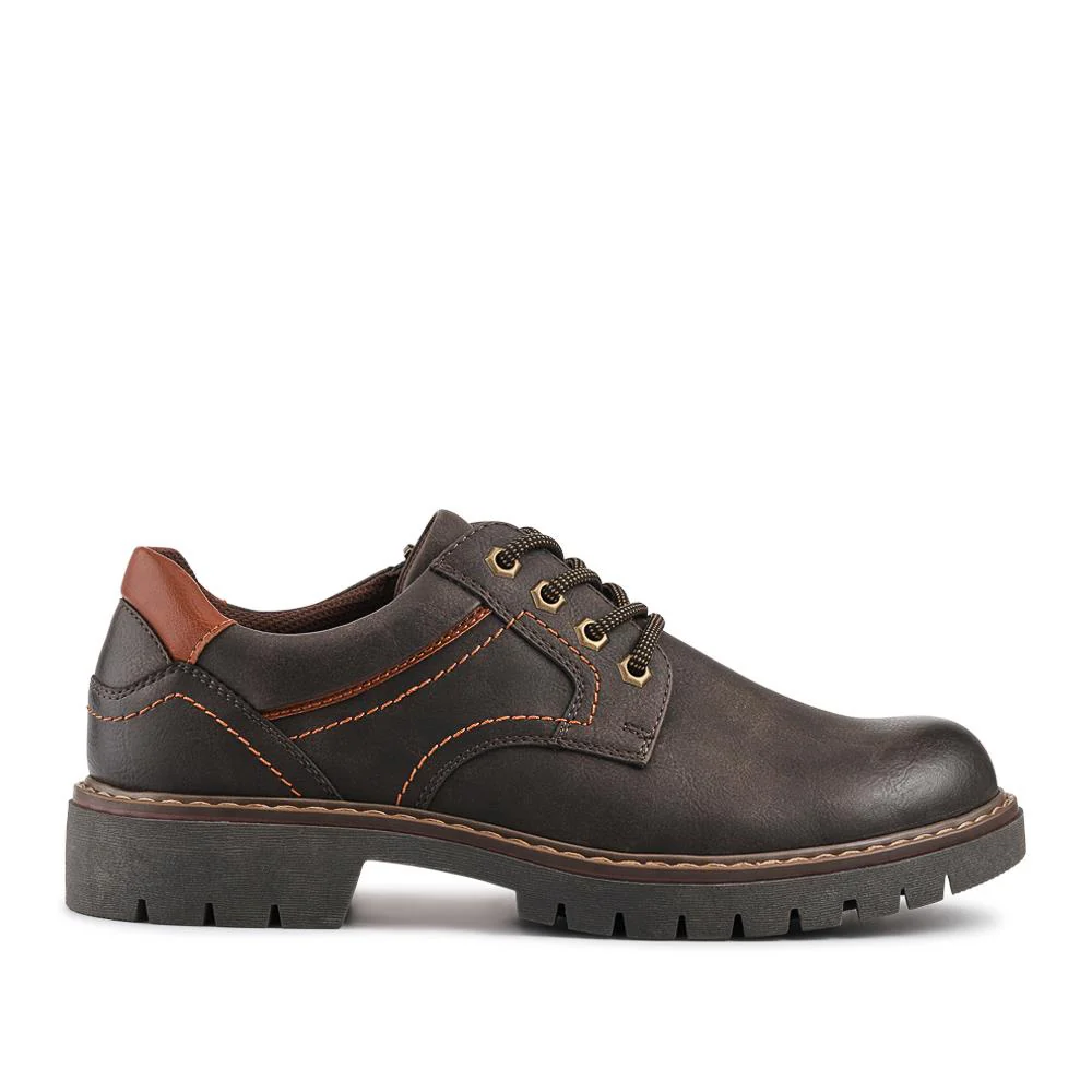 Wide Fit Lace Up Casual Shoes - GANG42002 / 327 878 - Dark Brown - Image 3