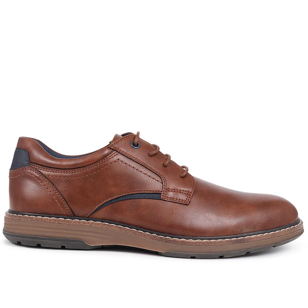 Wide Fit Lace-Up Casual Shoes - JIAHU40005 / 325 960 - Tan - Image 2