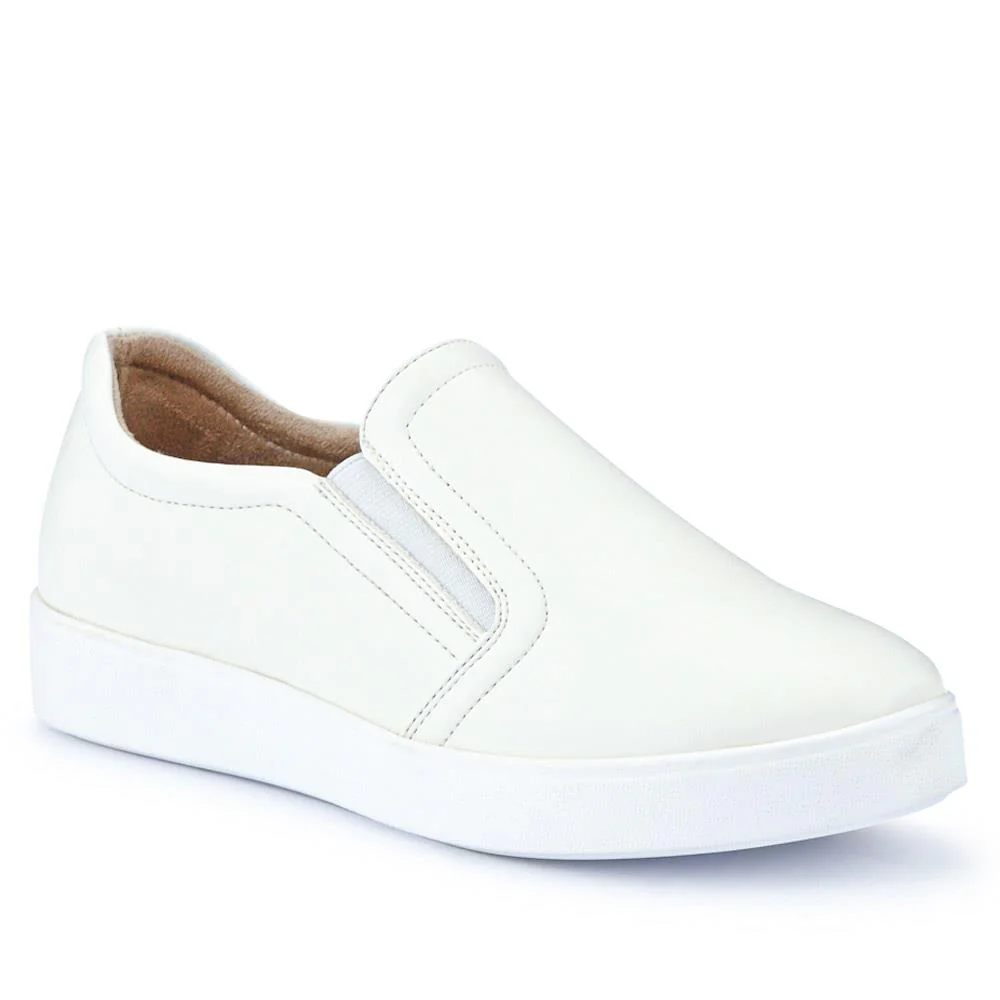 Wide Fit Ladies' Slip-On Shoes - WBINS41016 / 327 017 - White