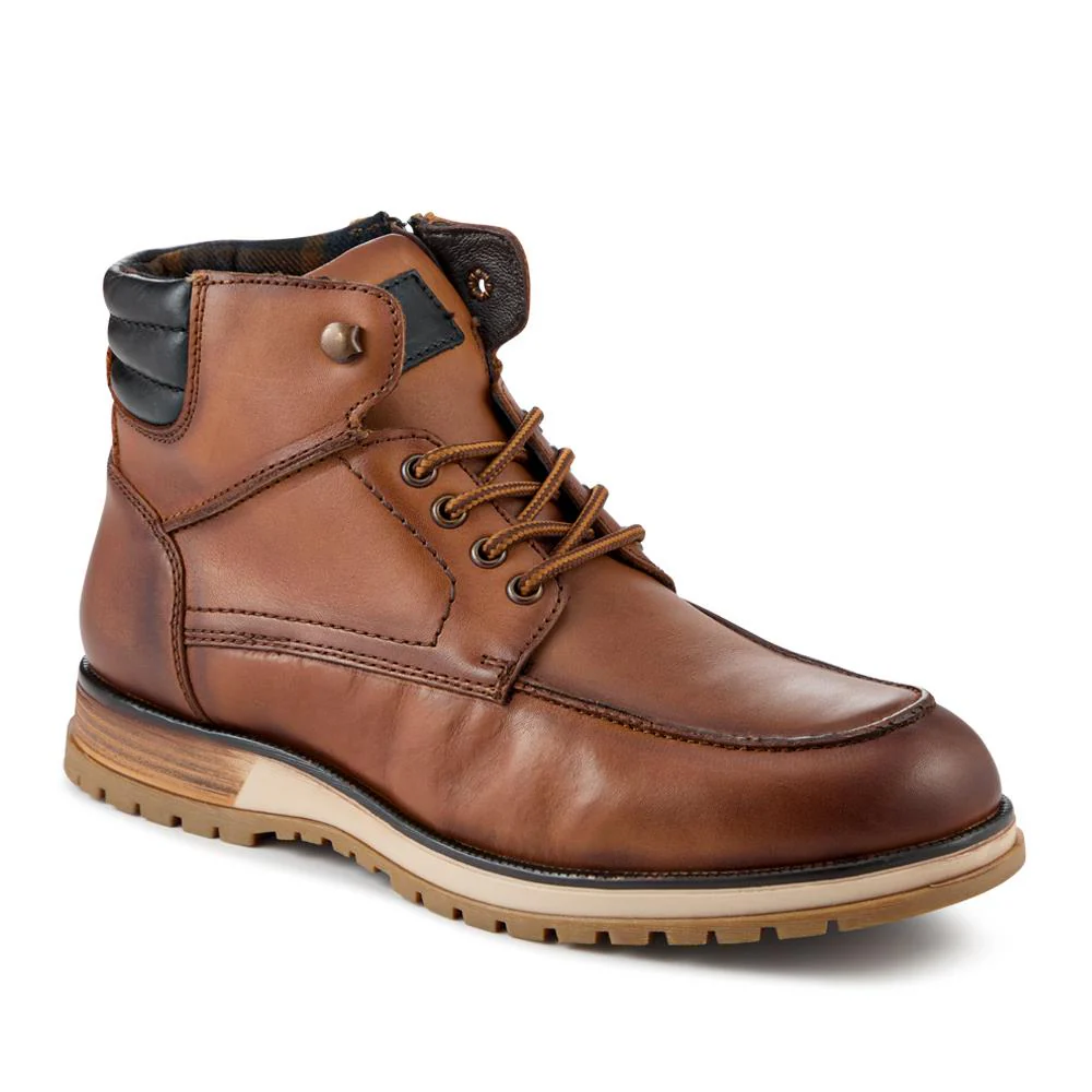 Wide Fit Leather Boots With Padded Ankle Cuff - JFOOT42020 / 328 053 - Tan