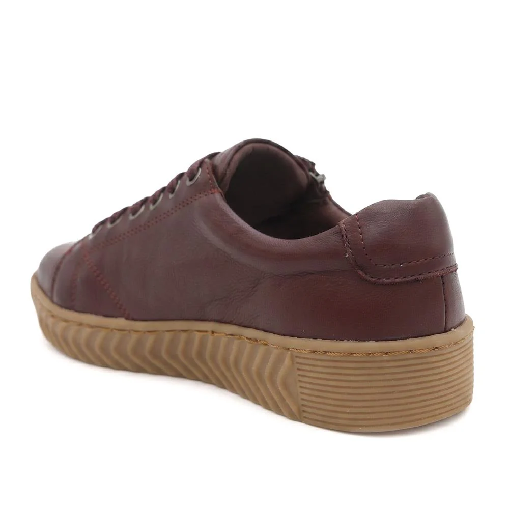 Wide Fit Leather Breathable Platform Trainers - BRK43000 / 328 558 - Burgundy - Image 4