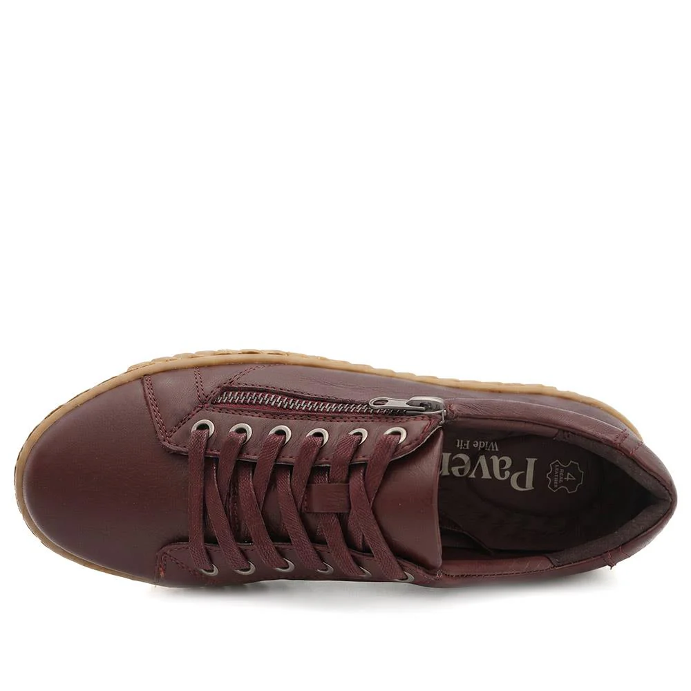 Wide Fit Leather Breathable Platform Trainers - BRK43000 / 328 558 - Burgundy - Image 5