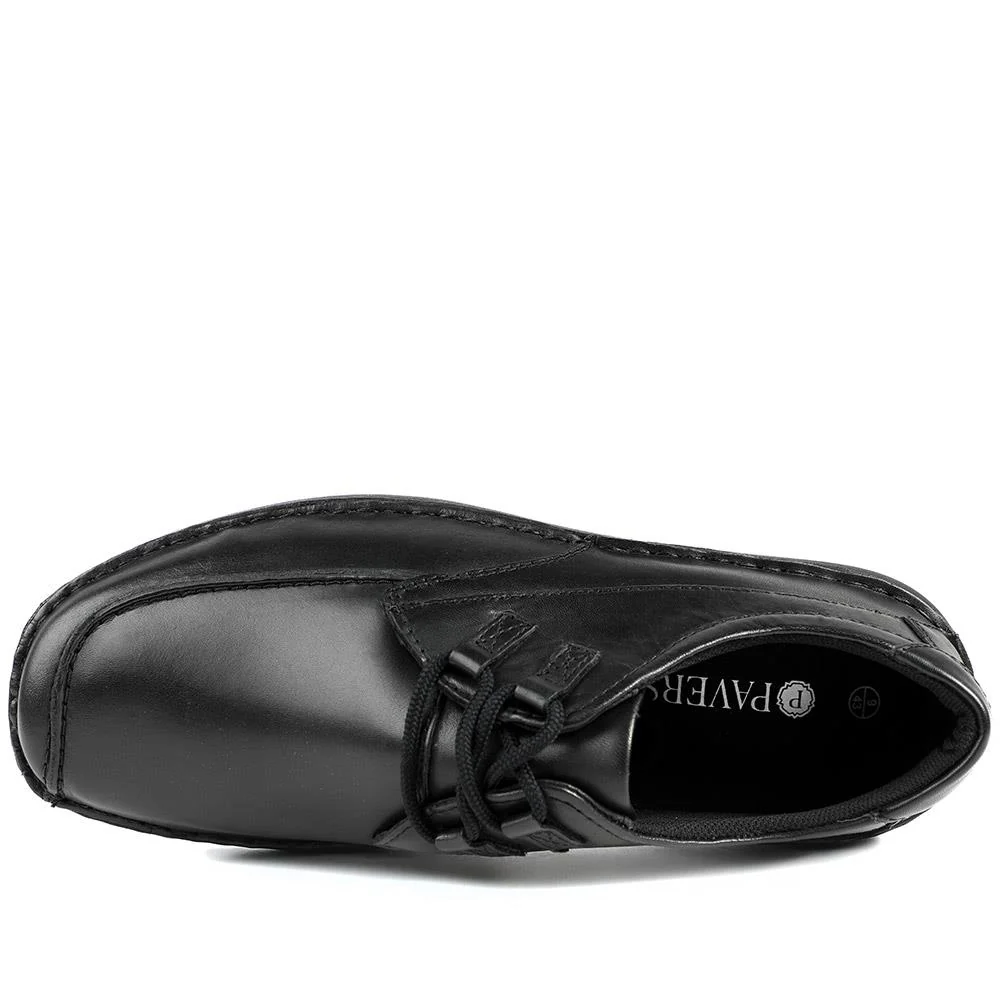 Wide Fit Leather Casual Lace Up Shoes - PARK42059 / 328 430 - Black - Image 5