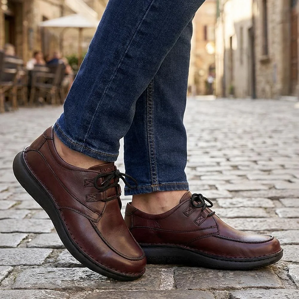 Wide Fit Leather Casual Lace Up Shoes - PARK42059 / 328 430 - Bordeaux - Image 2