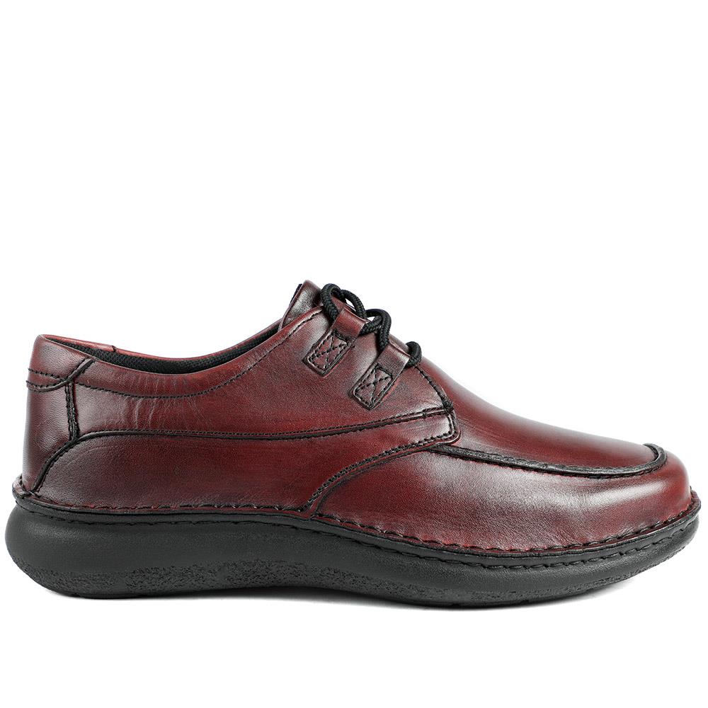 Wide Fit Leather Casual Lace Up Shoes - PARK42059 / 328 430 - Bordeaux - Image 3